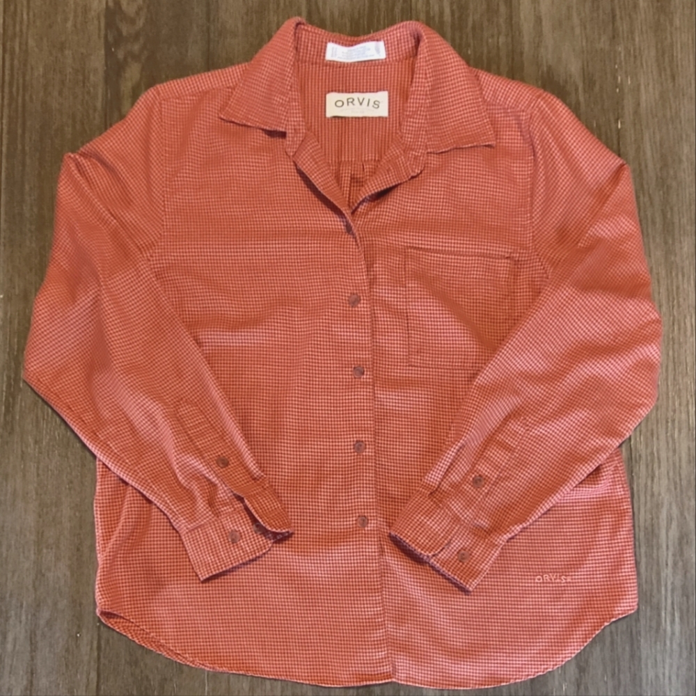 Orvis Button Up Shirt Women's Size 12 Houndstooth Western Farmcore